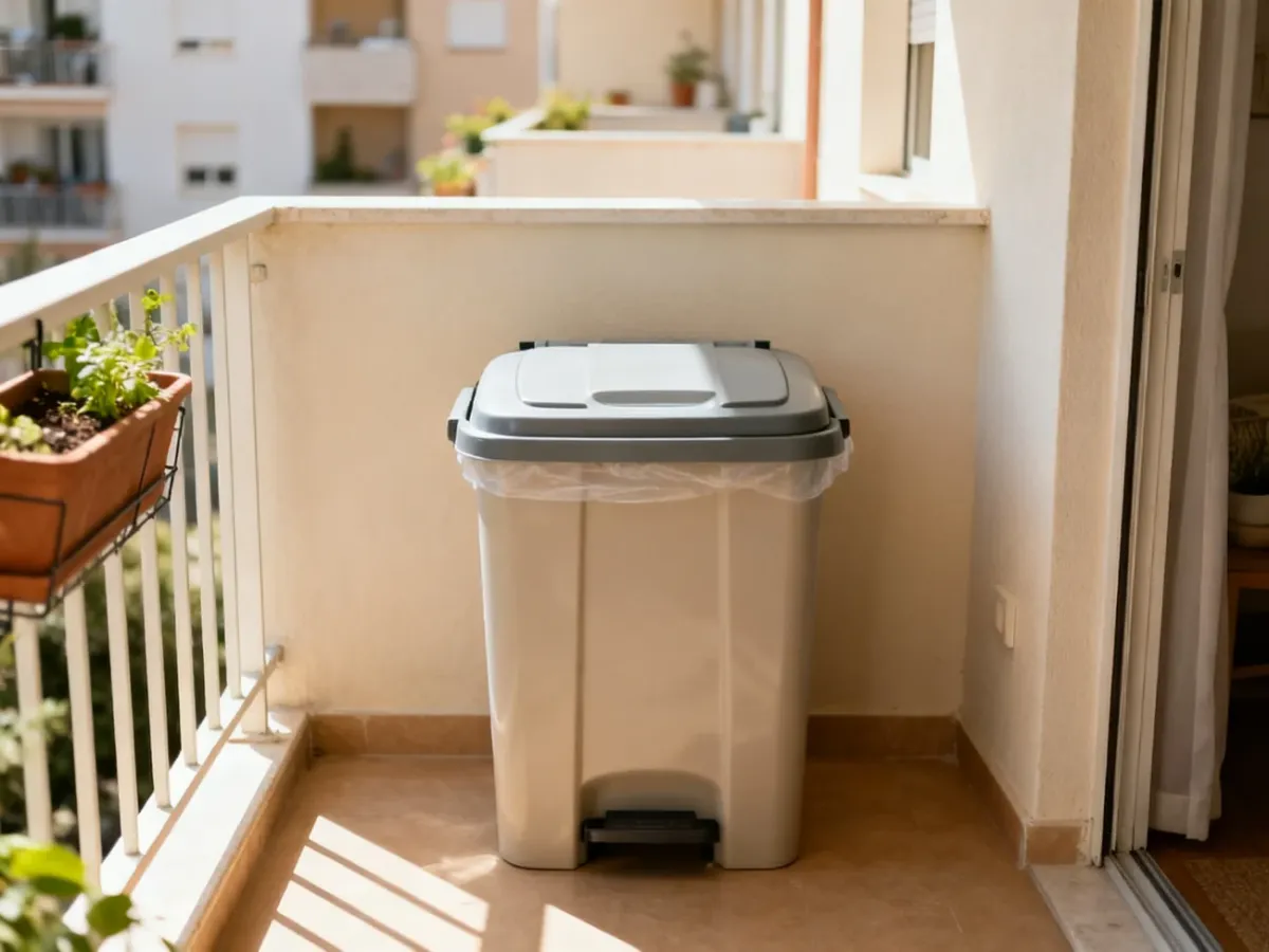 Szczelny pojemnik na bioodpady na balkonie
