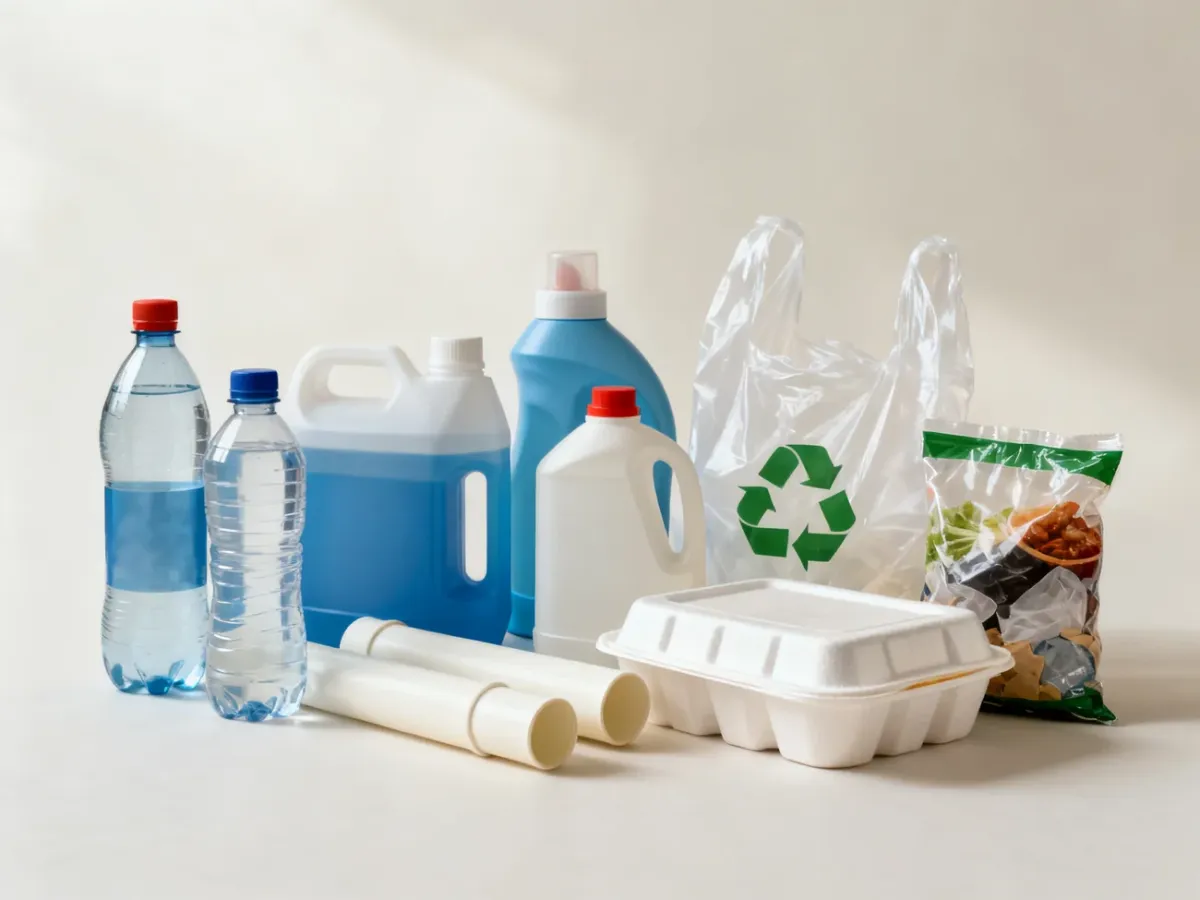 Różne rodzaje plastikowych opakowań i przedmiotów przeznaczonych do segregacji